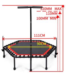 Hexagonal Armrest Indoor Household Trampoline (Option: Black red-Trampoline and Handrail)