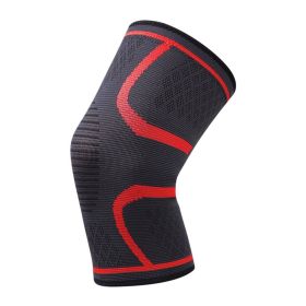 Fitness Kneepad Gear Patella Brace Basketball Volleyball Support 1 Pcs Elastic Knee Pads Running Cycling Nylon Sports (Color: Red)