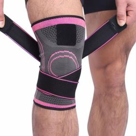 Sports Knee Pads Fitness Running Cycling Knee Support Braces Elastic Nylon Sport Compression Knee Pad Sleeve - 1PC (Color: Pink)