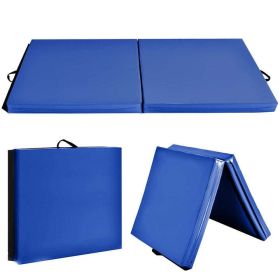 Indoor Exercise Mat Gym Gymnastics Mat Thick Folding Panel For Yoga (Color: Blue)