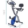 Folding Exercise Bike; Fitness Upright and Recumbent X-Bike with 10-Level Adjustable Resistance; Arm Bands and Backrest